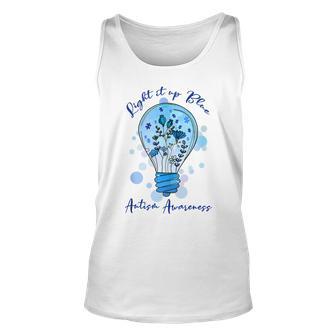 Light It Up Blue Autism I Wear Blue For Awareness Unisex Tank Top - Seseable