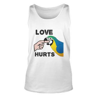 Love Hurts - Blue And Gold Macaw Parrot Men Women Tank Top Graphic Print Unisex - Thegiftio UK