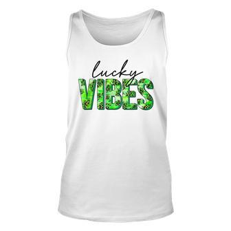 Lucky Vibess Clover Funny St Patricks Day Unisex Tank Top - Seseable