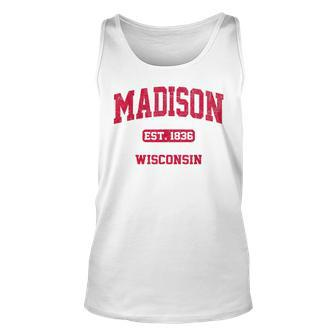 Madison Wisconsin Wi Vintage State Athletic Style Unisex Tank Top - Seseable