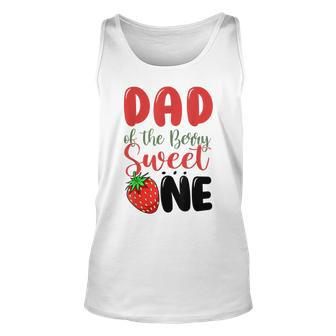 Mens Dad Of The Berry Sweet One Strawberry First Birthday Family Unisex Tank Top - Seseable