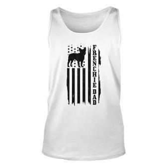 Mens Frenchie Dad Vintage American Flag Patriotic French Bulldog Unisex Tank Top - Seseable