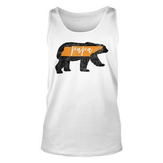 Mens Papa Bear Tennessee State Flag Vintage Dad Unisex Tank Top - Seseable
