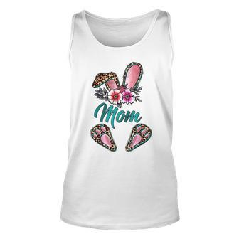 Mom Bunny Ears Easter Day Cute Leopard Print Floral Unisex Tank Top | Mazezy