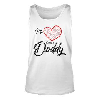 My Heart Belongs To Daddy Kids Valentine Men Women Tank Top Graphic Print Unisex - Thegiftio UK
