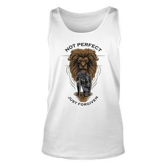 Not Perfect Just Forgiven Christian Religious Lion Of Judah Unisex Tank Top - Seseable