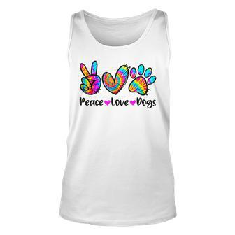 Peace Love Dogs Tie Dye Dog Paw Dog Mom Cute Mothers Day Unisex Tank Top | Mazezy