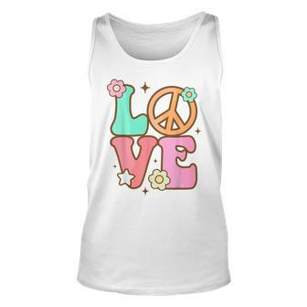 Peace Sign Love 60S 70S Costume Groovy Hippie Theme Party Unisex Tank Top | Mazezy