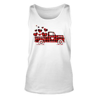 Red Plaid Truck Happy Valentines Day 2023 Couple Matching Unisex Tank Top - Seseable