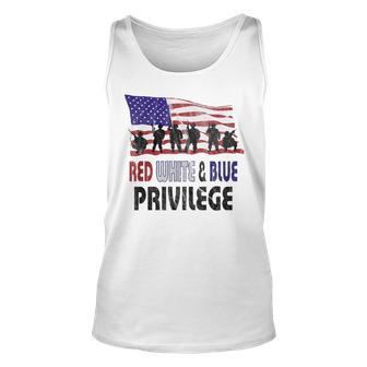 Red White & Blue Privilege Veterans Day Vets Unisex Tank Top - Seseable