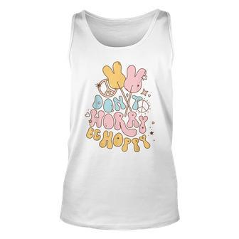 Retro Groovy Easter Bunny Happy Easter Dont Worry Be Hoppy Unisex Tank Top | Mazezy