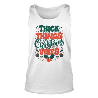 Retro Groovy Thick Things Christmas Vibes Funny Xmas Pajamas Unisex Tank Top - Seseable
