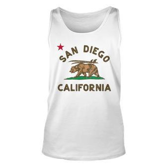 San Diego California Beach Flag Bear Surf Ca Vintage Unisex Tank Top | Mazezy