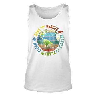 Save Bees Rescue Animals Recycle Plastics Earth Day Vintage Unisex Tank Top | Mazezy