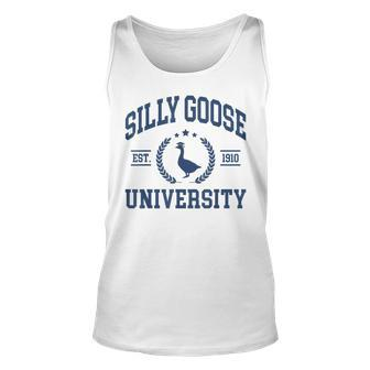 Silly Goose University Goose On The Loose Saying Tank Top | Mazezy