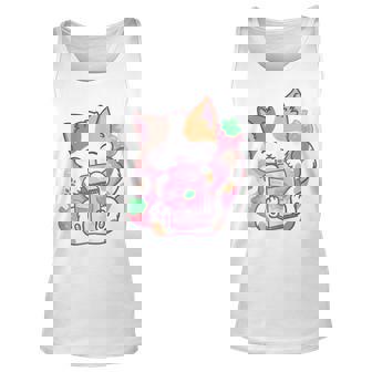 Strawberry Shake Strawberry Milk Cat Kawaii Neko Anime Unisex Tank Top - Seseable