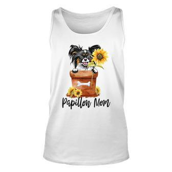 Sunflower Papillon Mom Dog Lover Gifts Mothers Day Unisex Tank Top | Mazezy