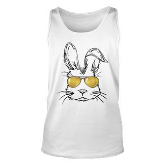 Sunglass Bunny Face Gold Happy Easter Day 2023 Unisex Tank Top | Mazezy