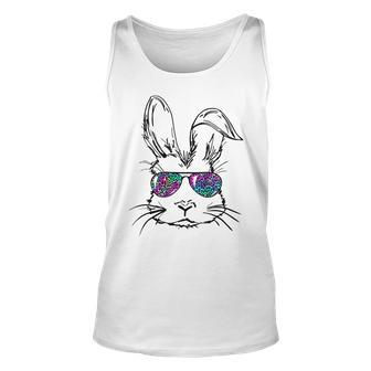 Sunglass Bunny Face Leopard Happy Easter Day Unisex Tank Top | Mazezy