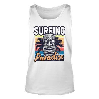 Surfing Paradise Vintage Hawaii Surfing Label Unisex Tank Top | Mazezy