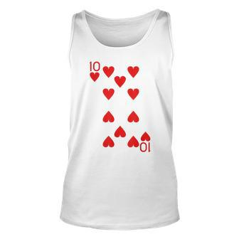 Ten Of Hearts Royal Flush Costume Halloween Playing Cards Unisex Tank Top - Seseable