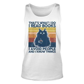 Thats What I Do I Read Books Vintage Cat Books Lovers Unisex Tank Top - Seseable