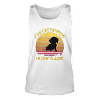 Vintage Dachshund I Have Got Friends In Low Places Dog Lovers Men Women Tank Top Graphic Print Unisex - Thegiftio UK