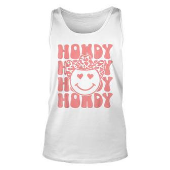 Vintage Groovy Howdy Western Life Rodeo Country Cowgirl Unisex Tank Top | Mazezy