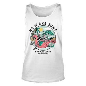 Vintage Retro No Wake Zone Beach Tropical Vacation Gifts Unisex Tank Top - Seseable