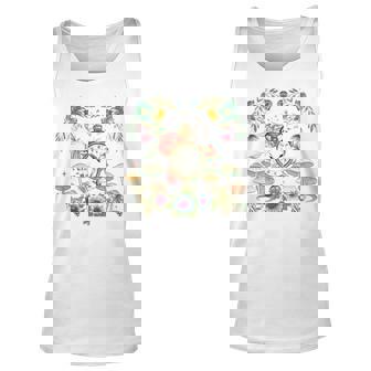 Wall Clock Flowers Decoration Vintage Botanicals Unisex Tank Top | Mazezy