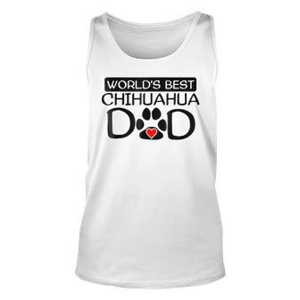 Worlds Best Chihuahua Dad Dog Owner Paw Print Gift For Mens Unisex Tank Top | Mazezy