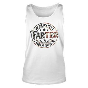 Worlds Best Farter I Mean Father America Flag Fathers Day Unisex Tank Top - Thegiftio UK