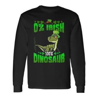 0 Irish 100 Dinosaur T-Rex Leprechaun St Patricks Day Long Sleeve T-Shirt - Seseable