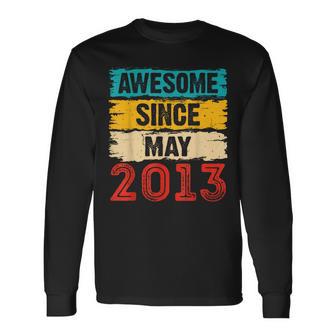 10 Year Old Awesome Since May 2013 10Th Birthday Long Sleeve T-Shirt | Mazezy