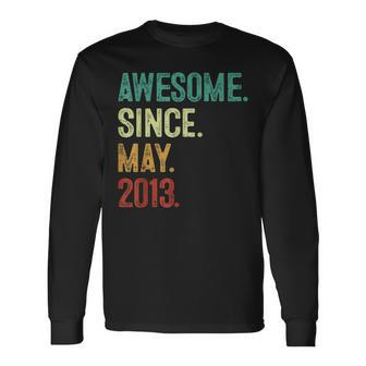 10 Years Old Awesome Since May 2013 10Th Birthday Long Sleeve T-Shirt - Seseable