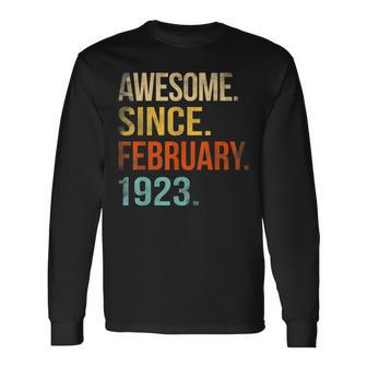 100Th Birthday 100 Year Old Awesome Since February Long Sleeve T-Shirt - Thegiftio UK