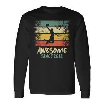 10Th Birthday Basketball Player Awesome Since 2012 Vintage Long Sleeve T-Shirt - Seseable