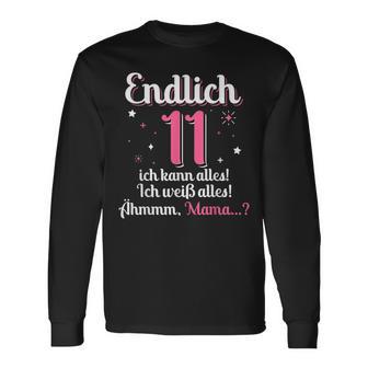 11 Geburtstag Mädchen 11 Jahre Alt Mama Ich Kann Alles Langarmshirts - Seseable