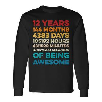 12Th Birthday 12 Years Of Being Awesome Vintage 12 Years Old Long Sleeve T-Shirt - Seseable