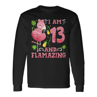 I Am 13 And Flamazing Amazing 13Th Birthday Flamingo Men Women Long Sleeve T-Shirt T-shirt Graphic Print - Thegiftio UK