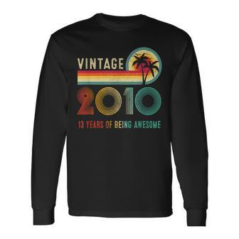 13 Year Old Gifts Vintage Born In 2010 13Th Birthday Retro Men Women Long Sleeve T-shirt Graphic Print Unisex - Seseable
