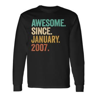16 Years Old Awesome Since January 2007 16Th Birthday Gifts Men Women Long Sleeve T-shirt Graphic Print Unisex - Seseable