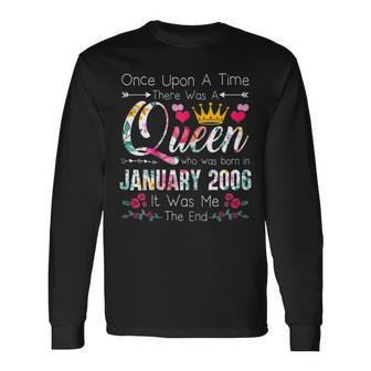 17 Years Birthday Girls 17Th Birthday Queen January 2006 Long Sleeve T-Shirt - Seseable