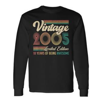 18 Years Old Vintage 2005 Limited Edition 18Th Birthday V6 Long Sleeve T-Shirt - Thegiftio UK