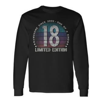 18Th Birthday 18 Year Old Vintage 2005 Limited Edition Long Sleeve T-Shirt - Thegiftio UK