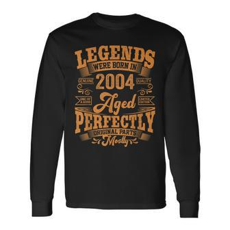 19 Year Old Legends Born In 2004 Vintage 19Th Birthday Long Sleeve T-Shirt - Seseable