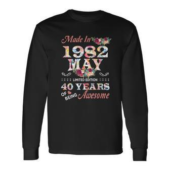 1982 Mai Vintage Blumen Langarmshirts, 40 Jahre Awesome - Seseable