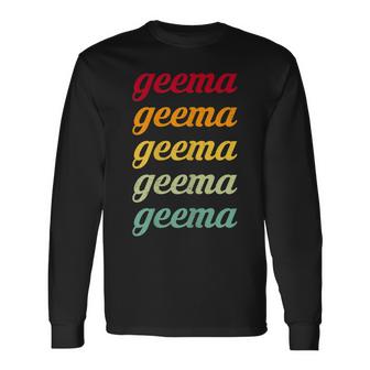 Womens Geema Vintage Name Funny Retro Grandma Personalized Geema  Men Women Long Sleeve T-shirt Graphic Print Unisex