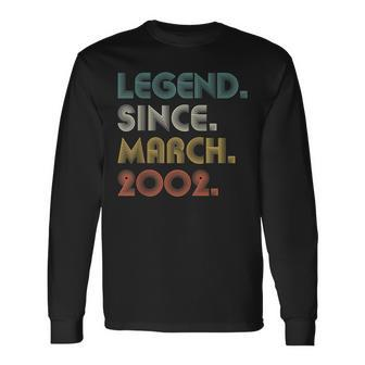 21 Years Old Legend Since March 2002 21St Birthday Long Sleeve T-Shirt - Seseable
