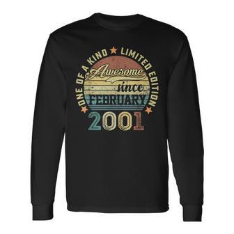 22 Years Old Gifts Awesome Since February 2001 22Nd Birthday Men Women Long Sleeve T-shirt Graphic Print Unisex - Seseable